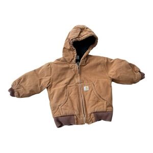 Carhartt Coat Jacket Insulated Hooded Duck Canvas Brown Toddler Size 18M